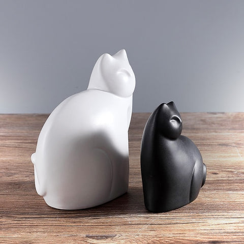 Statue Chat Noir & Blanc