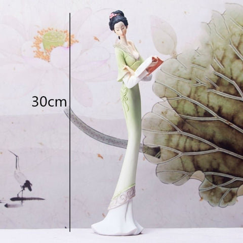 Taille statue Geisha vert