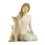 Statue Femme Assise Chien 