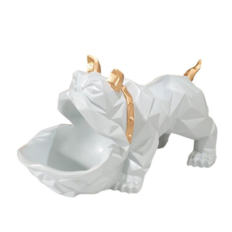 Bouledogue Statue Origami Blanc