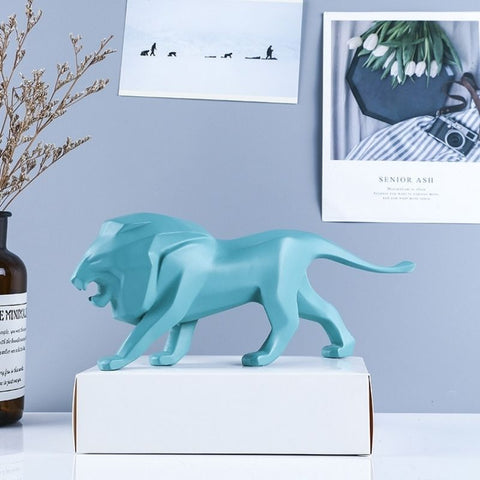 statue de lion bleu