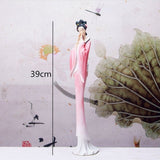 Taille statue geisha rose