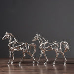 Duo statues chevaux argent