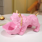 statue bouledogue rose