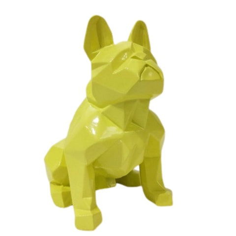 Statue Bouledogue Origami Jaune