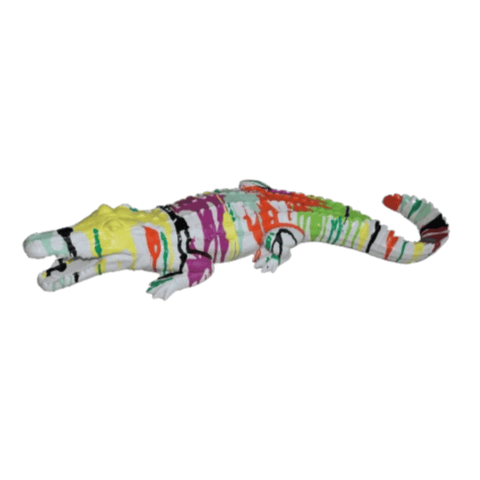 Statue Crocodile Multicolore Fond Blanc 170cm