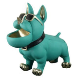 Statue Bouledogue Déco Bleue