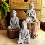 Trois Statues Bouddha En Pierre